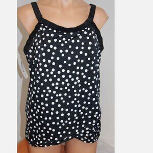 NWT Swim Solutions Swimsuit Tankini Top Plus Size 18W Black Underwire